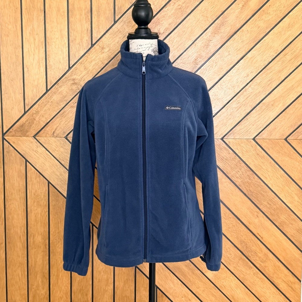 Columbia Benton Springs Jacket Womens M Blue Fleece Full Zip Cozy Casual Outdoor
